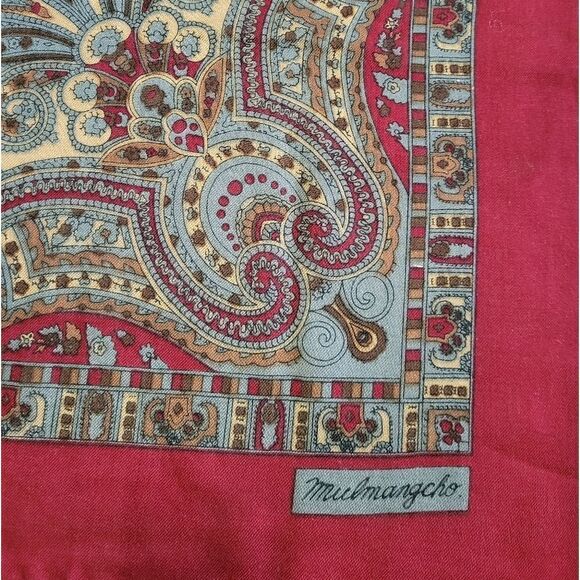 Mulmangcho Paisley Burgundy and Gray Scarf - Picture 3 of 5